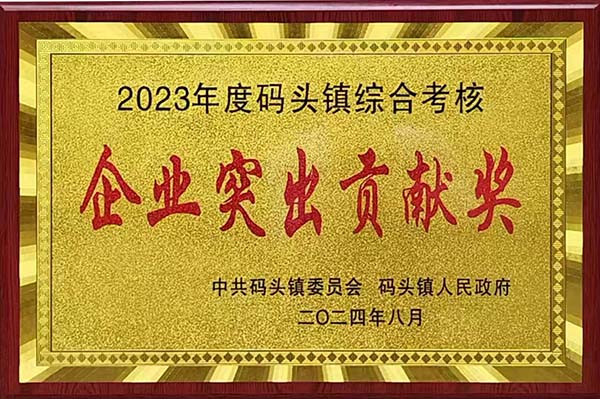 2024年8月20日，瑞昌市碼頭鎮(zhèn)召開2023年度綜合考核總結(jié)暨通報(bào)表?yè)P(yáng)大會(huì)，會(huì)上江西亞?wèn)|榮獲“2023年度碼頭鎮(zhèn)綜合考核企業(yè)突出貢獻(xiàn)獎(jiǎng)”，并獲頒獎(jiǎng)牌。